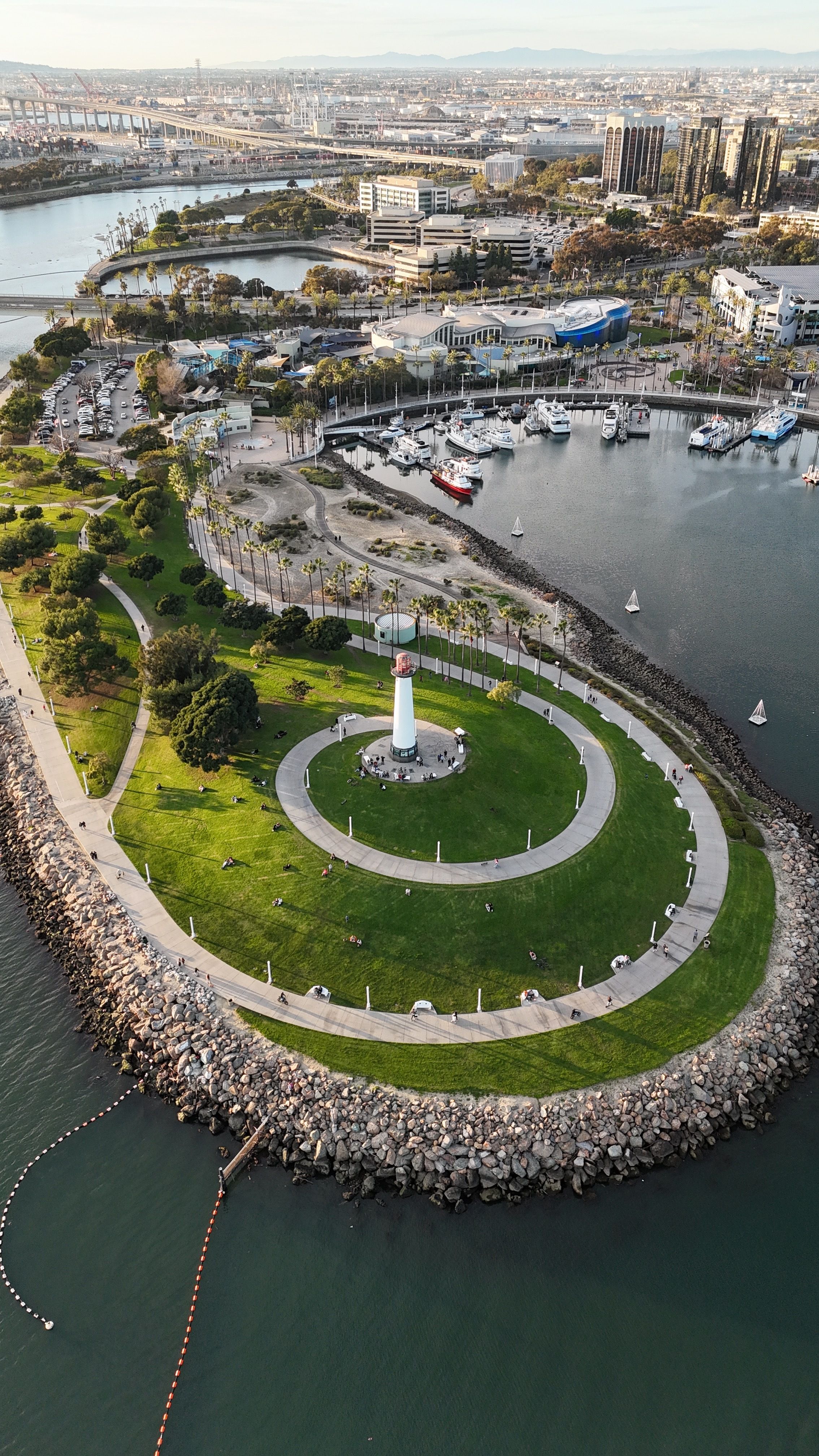 Scenic Aerial View of Long Beach Lighthouse
