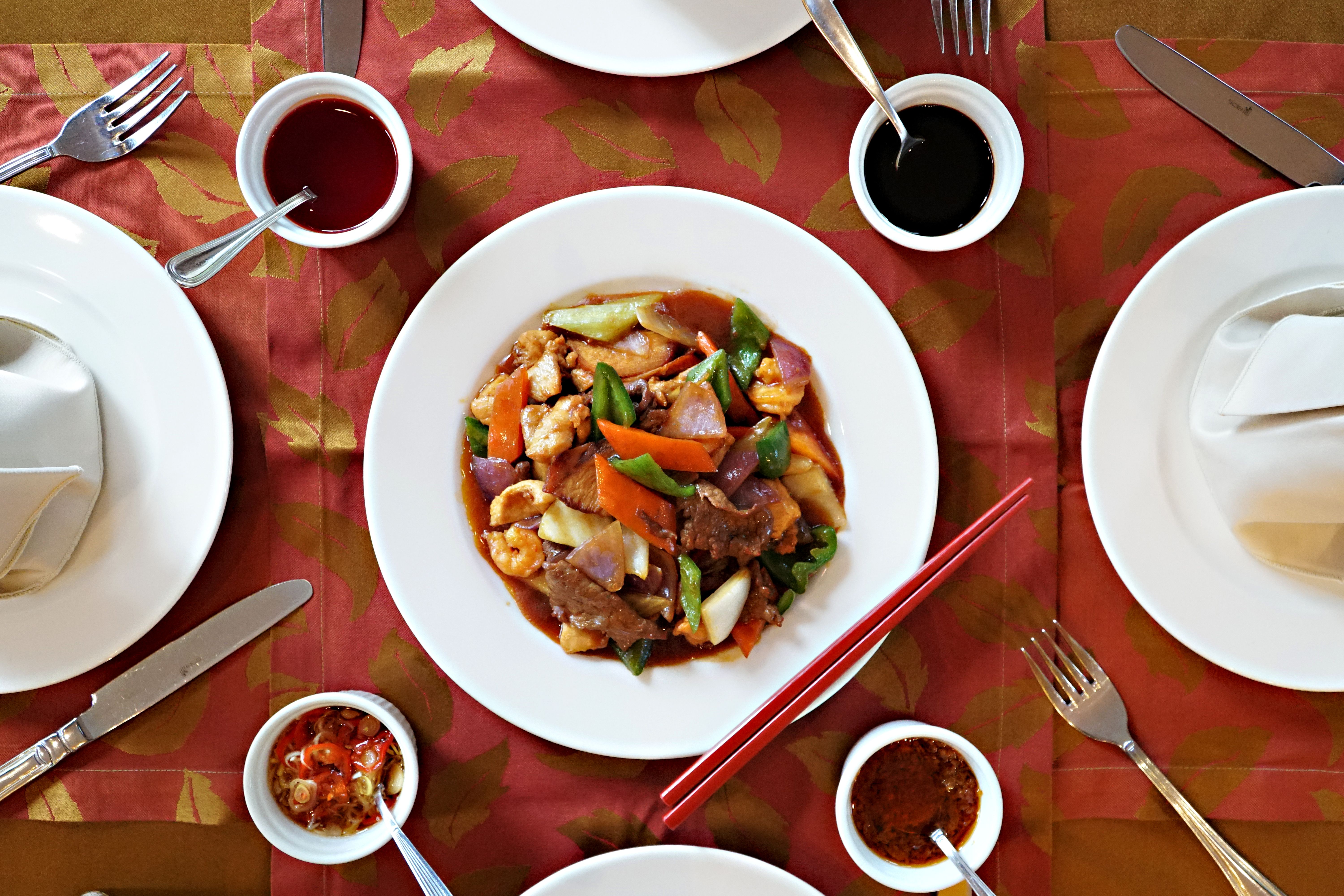 Lemon-Pepper Kung Pao with Roasted Vegetables