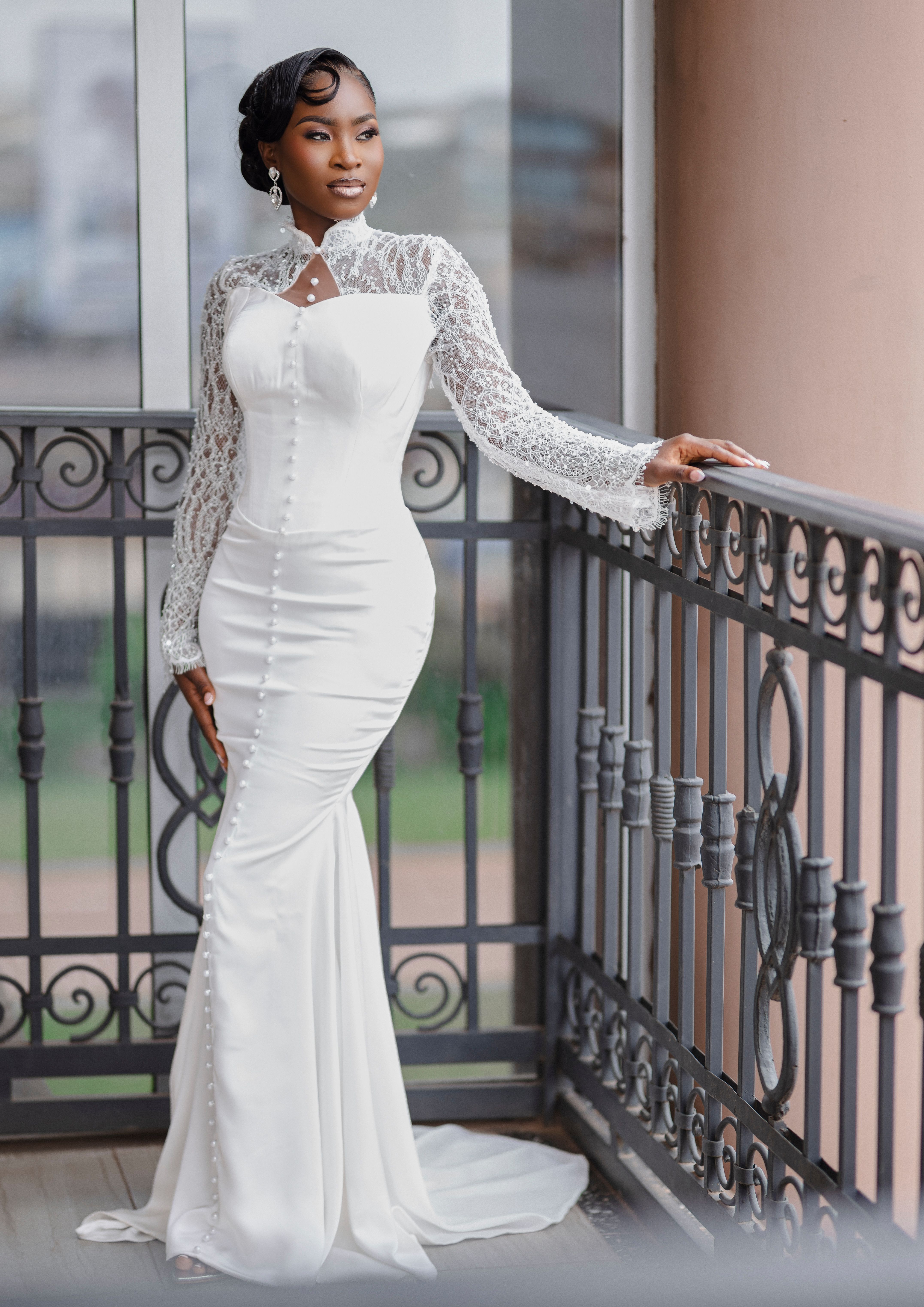 Elegant Wedding Scene with Brides in White Dresses  Free Stock Photo