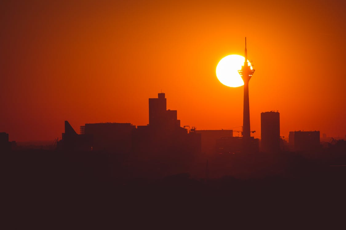 Gratis lagerfoto af aften-himlen, aftensol, appelsin