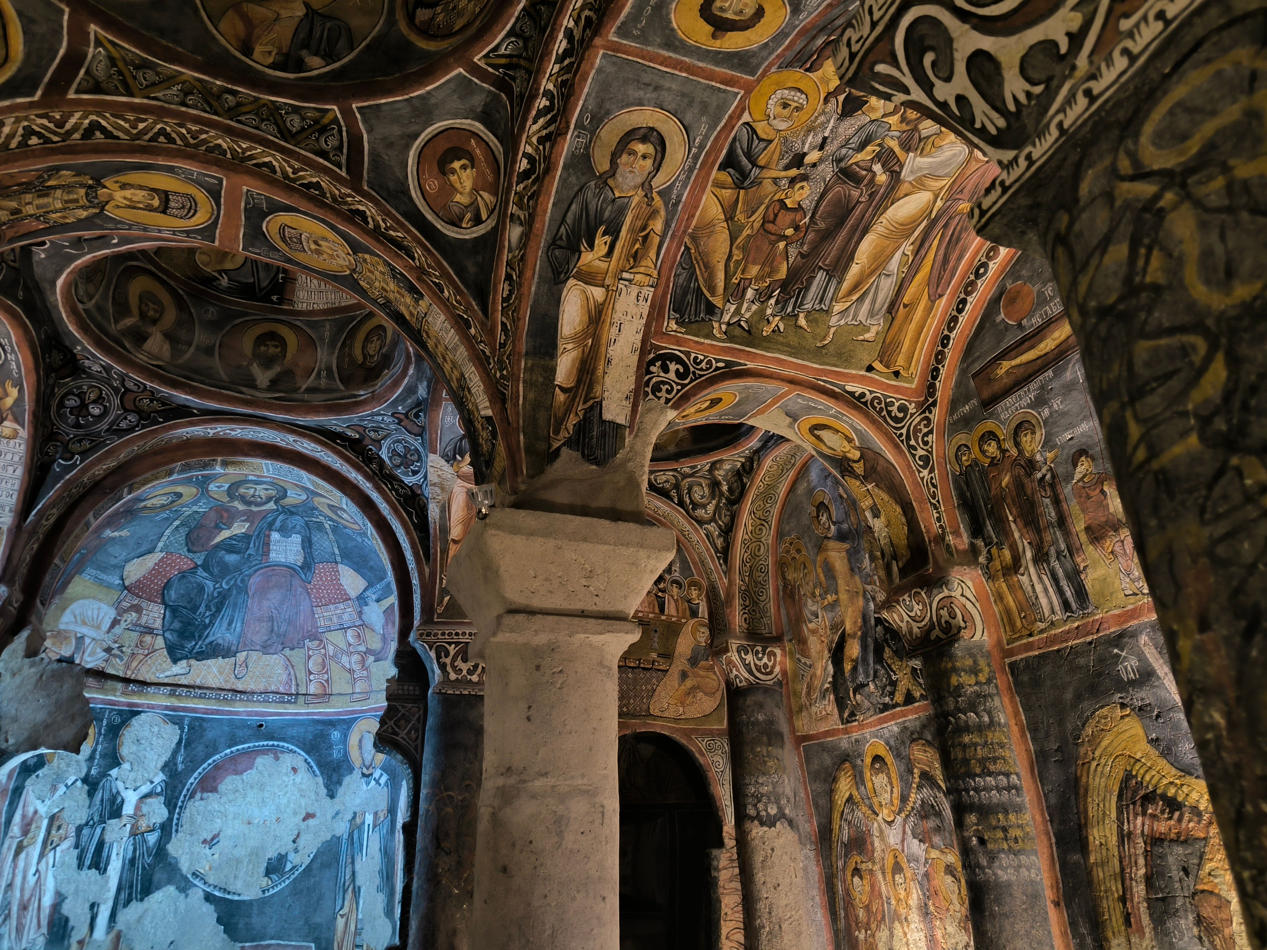 Stunning ancient frescoes depicting religious scenes in a historic church in Goreme, Cappadocia