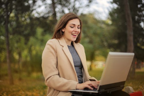 Woman Using Computer Laptop