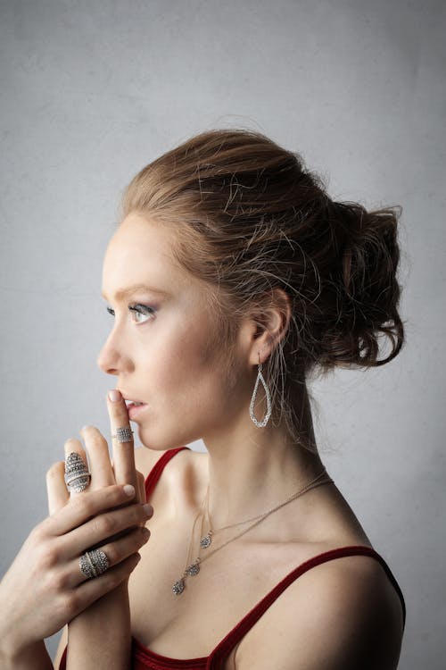 Free Woman in Red Spaghetti Strap Top Stock Photo