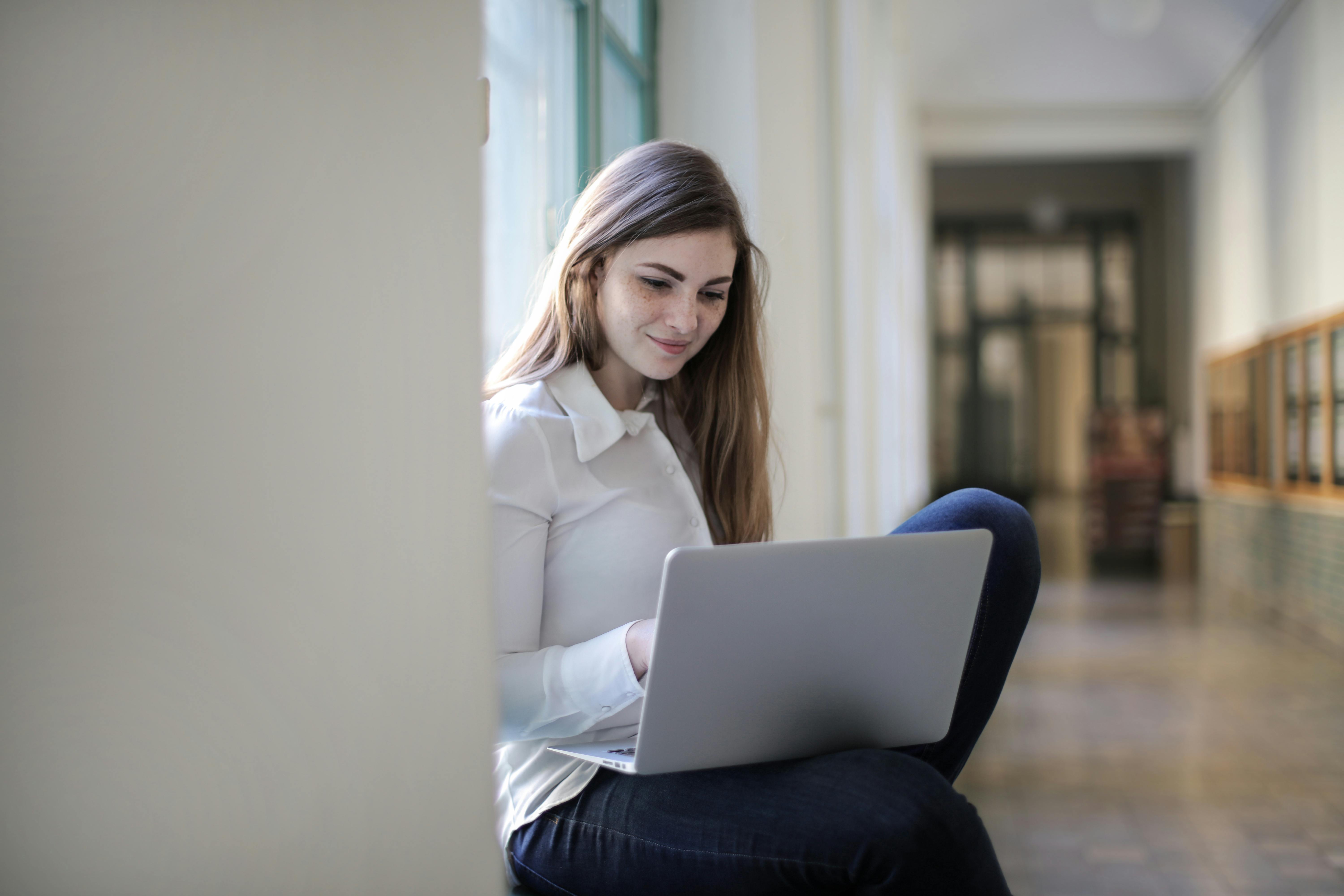 woman using a laptop