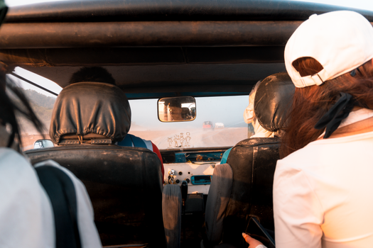 Backseat view of a rugged off-road vehicle adventure in Botolan, Philippines, capturing the thrill of exploration.