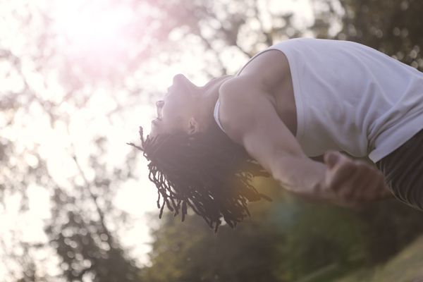Older man exercising outdoors