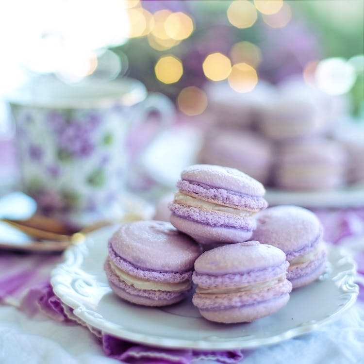 Free Close-Up Photo of Macarons on Plate Stock Photo