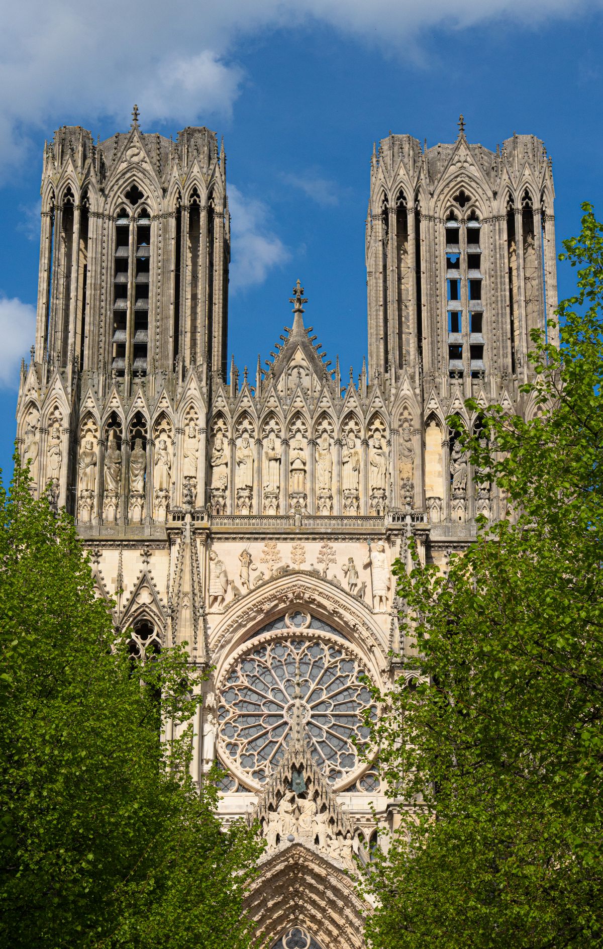 The gothic facade and gallery of kings of Reims Cathedral