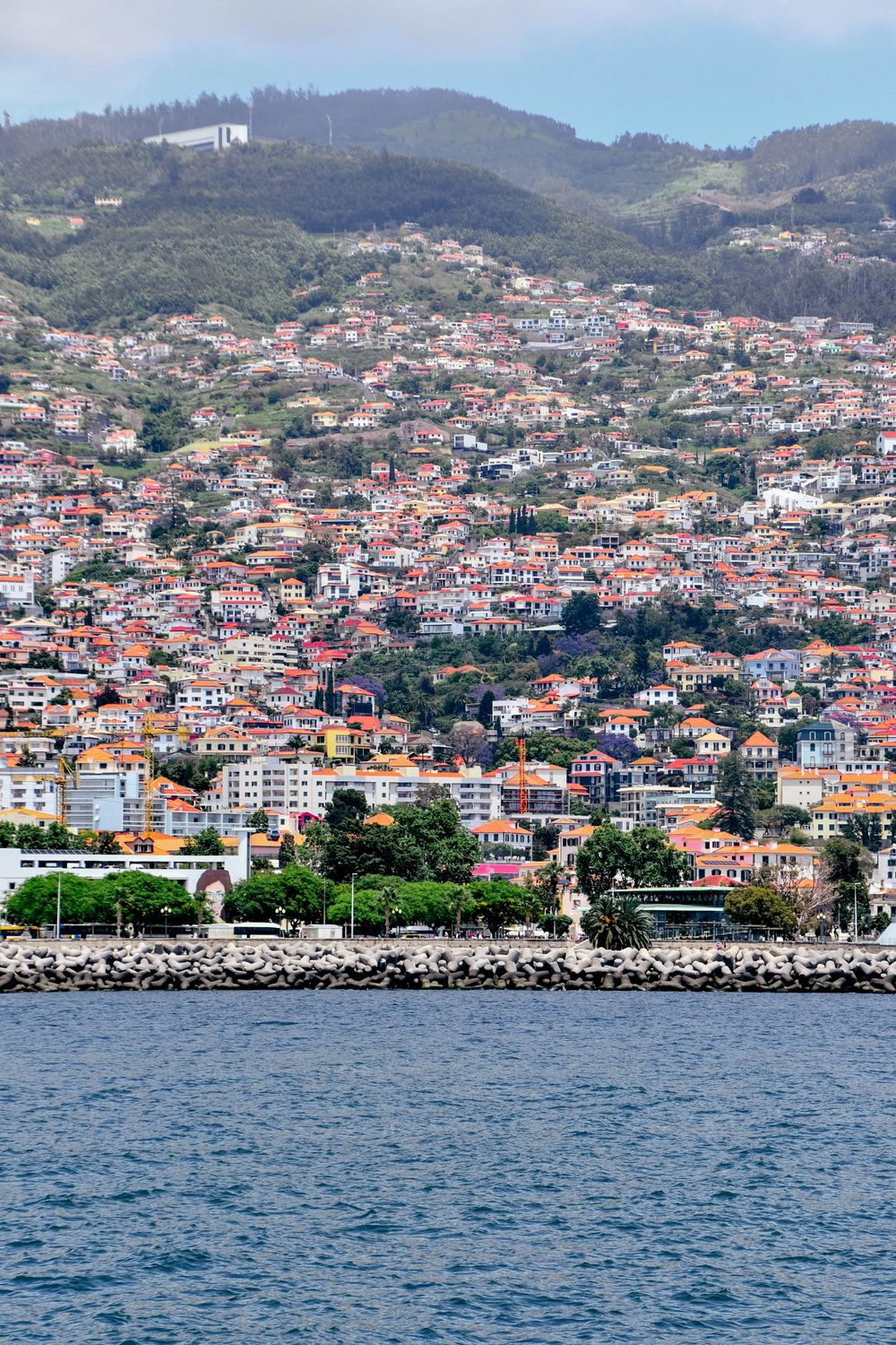 Casele din Funchal urcând pe versant deasupra golfului