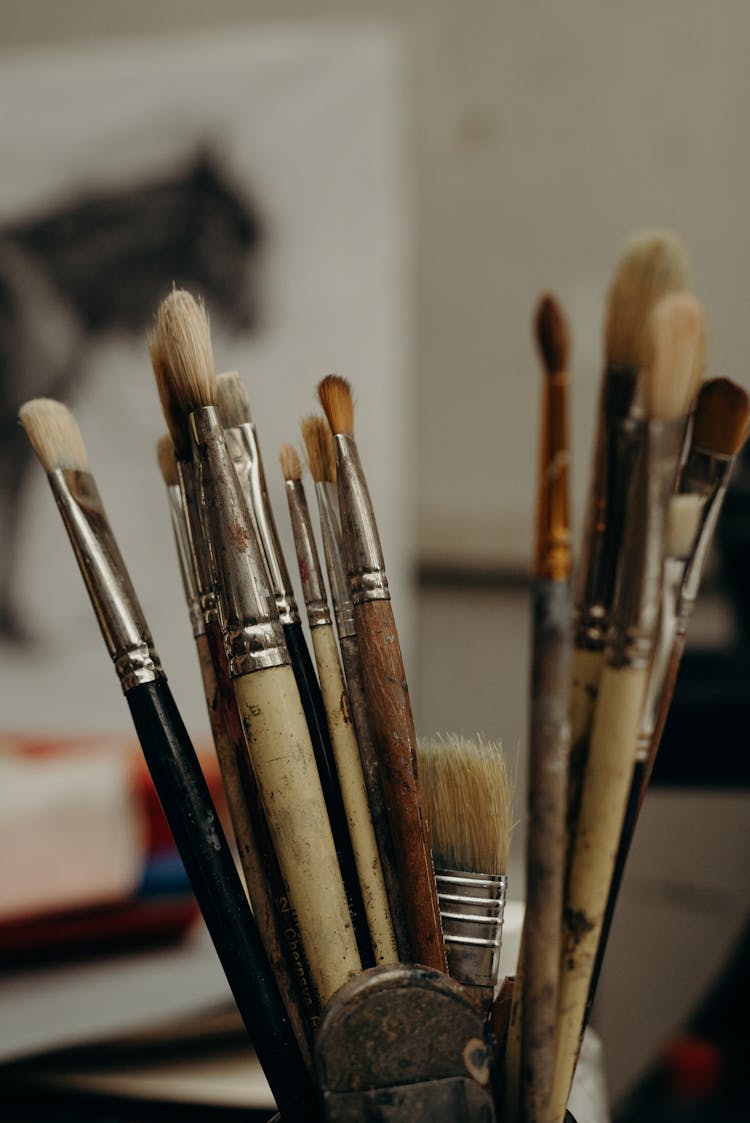 Brown And Black Paint Brushes