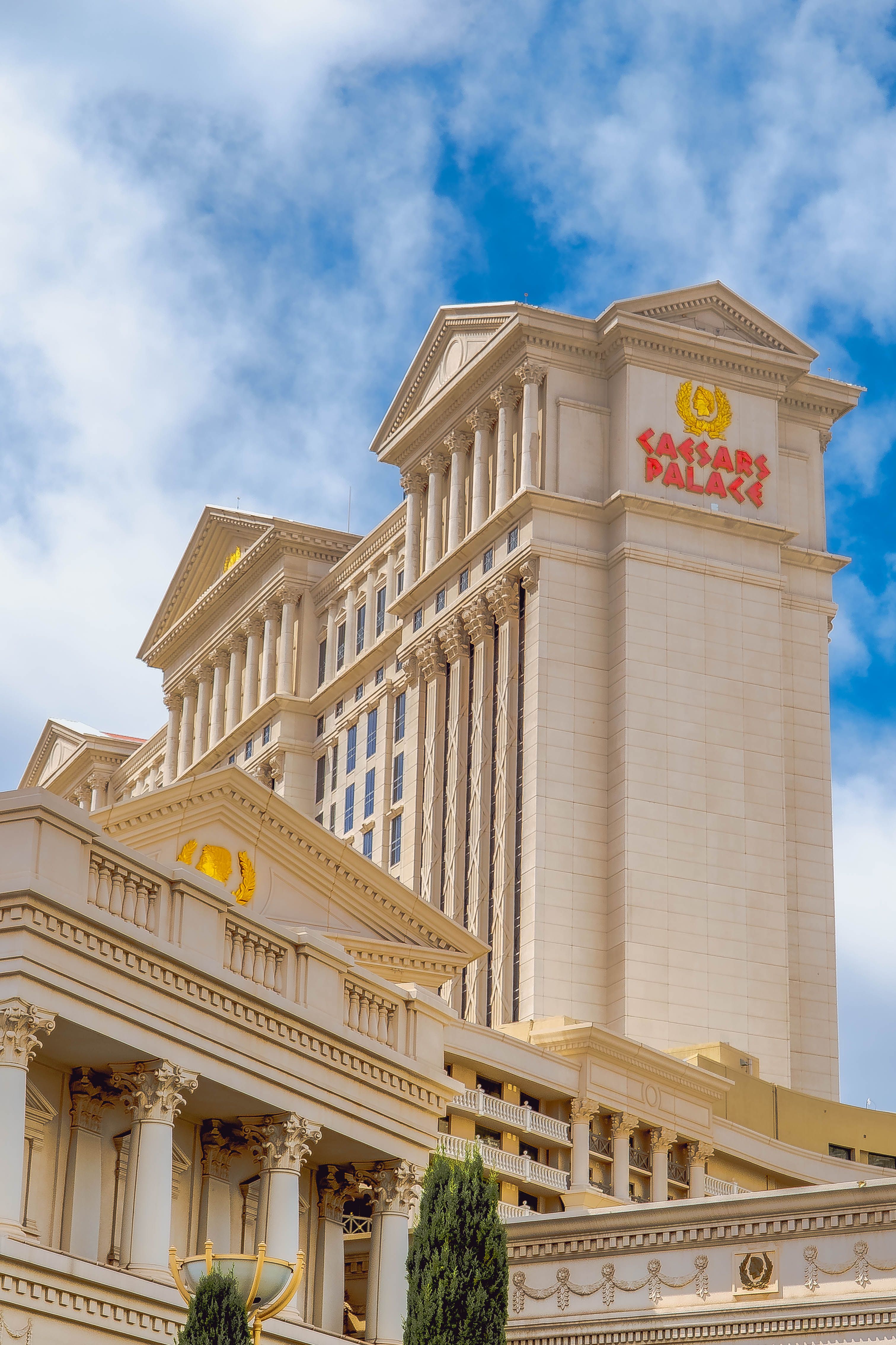 Stunning view of the famed Caesar's Palace Hotel and Casino in Las Vegas.