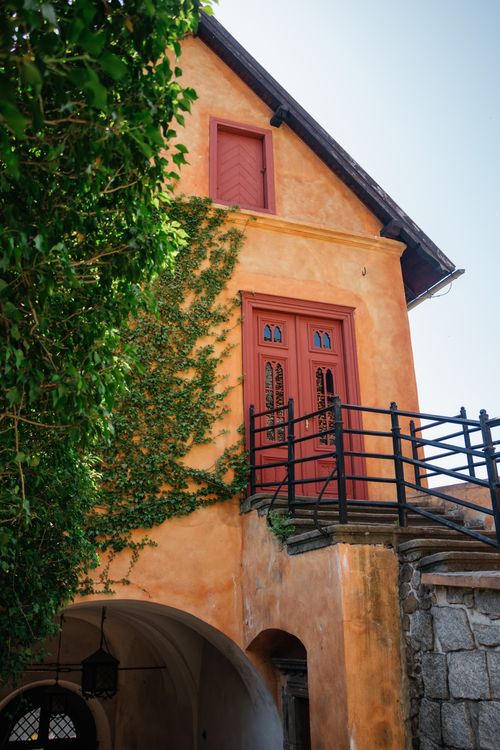 Free Beautiful European-style villa with ivy climbing the facade in Zagórze Śląskie, Poland. Stock Photo