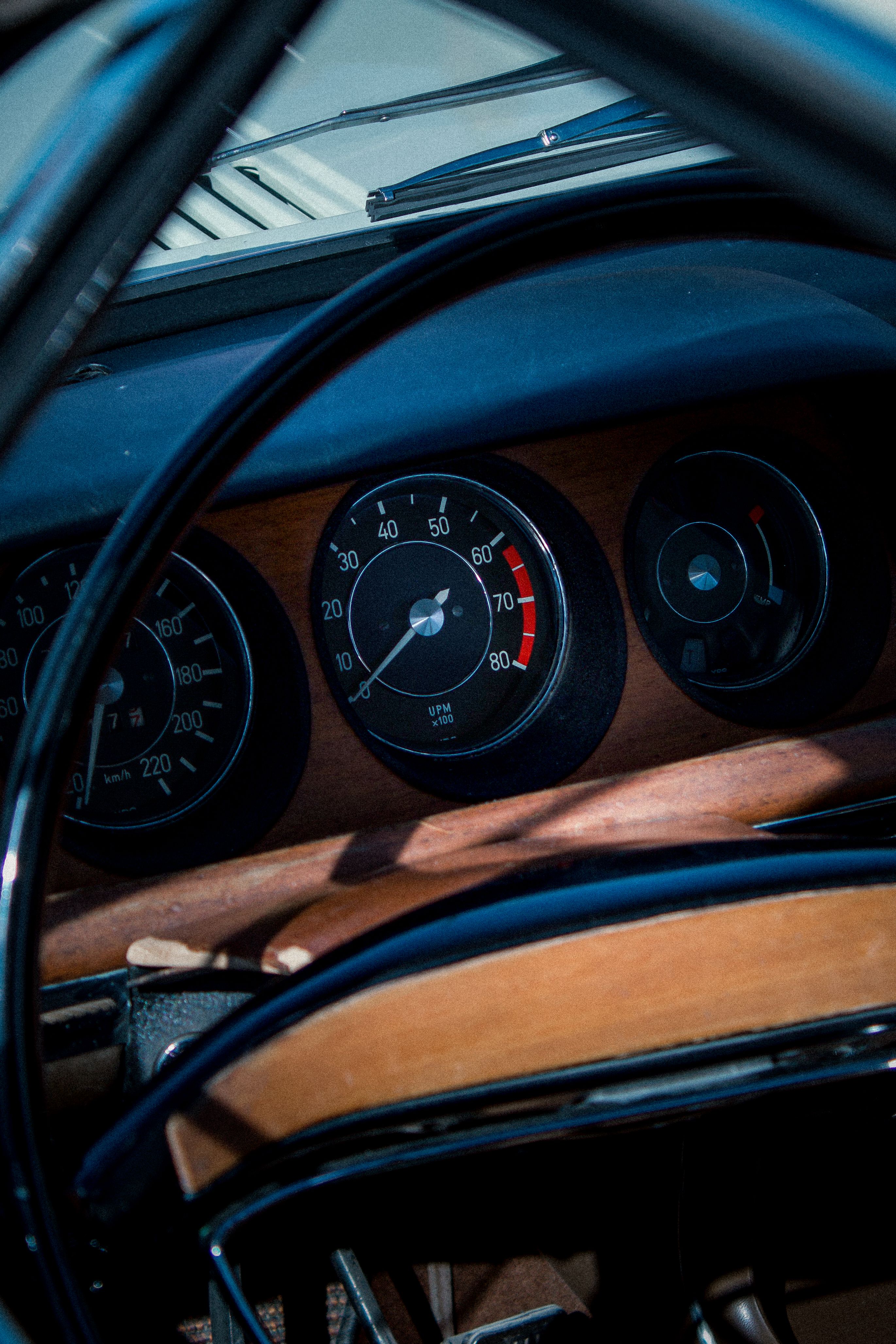 Classic Convertible with Wooden Dashboard Interior · Free Stock Photo