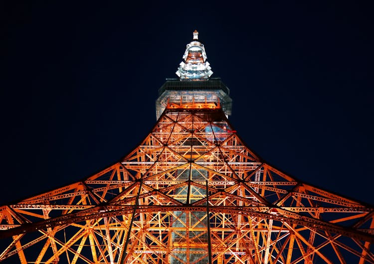 Low Angle Shot Of Tokyo Tower At Night