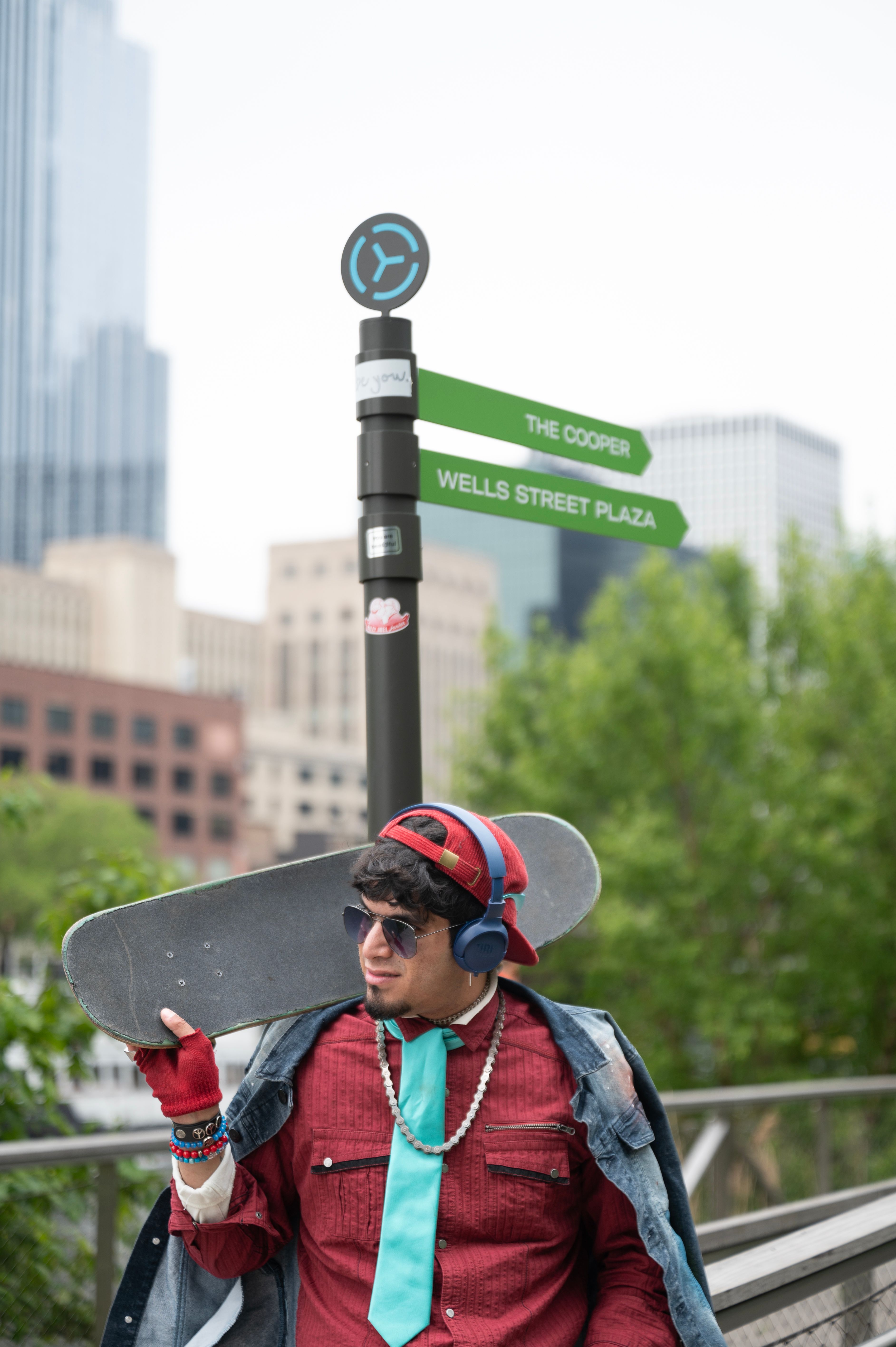 Urban Skateboarder by Wells Street Plaza