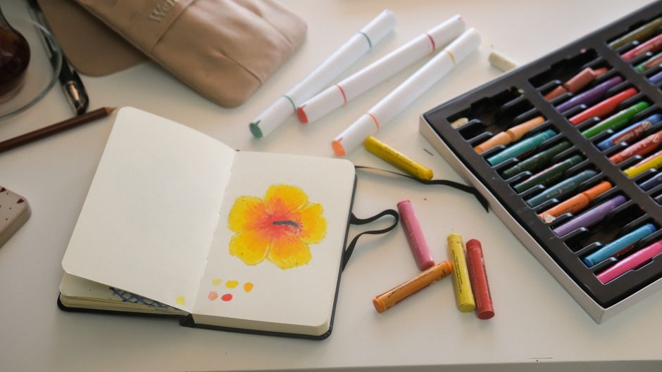 sketchbook on desk cozy home lifestyle photo 1