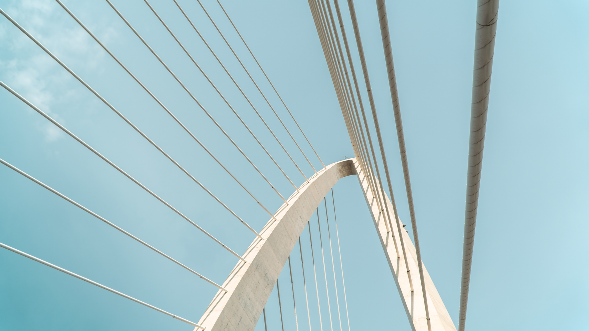 Lekki-Ikoyi Link Bridge cables against a blue Lagos sky