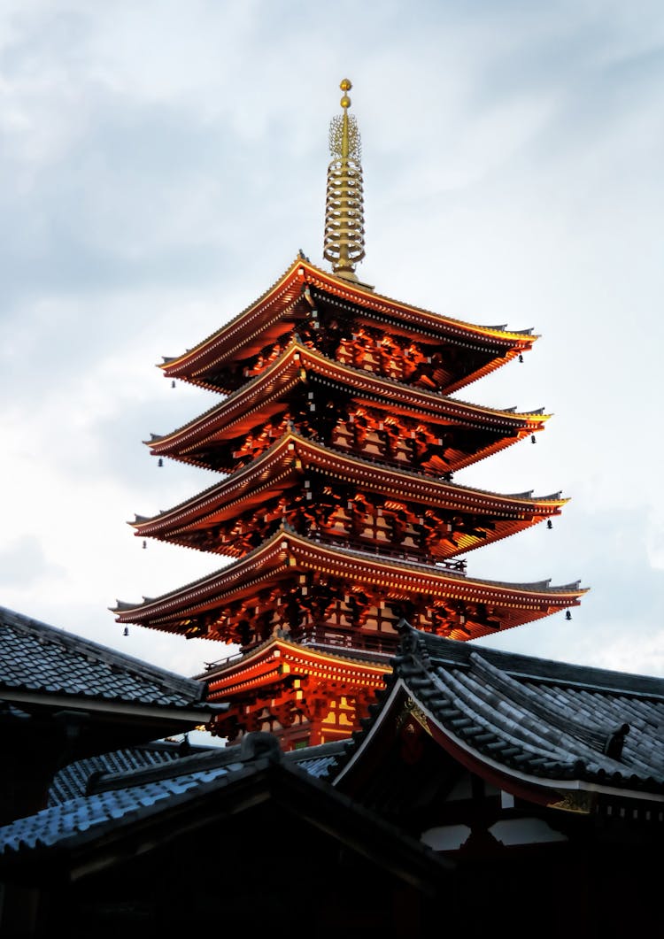 Brown And Gold Temple Under White Clouds