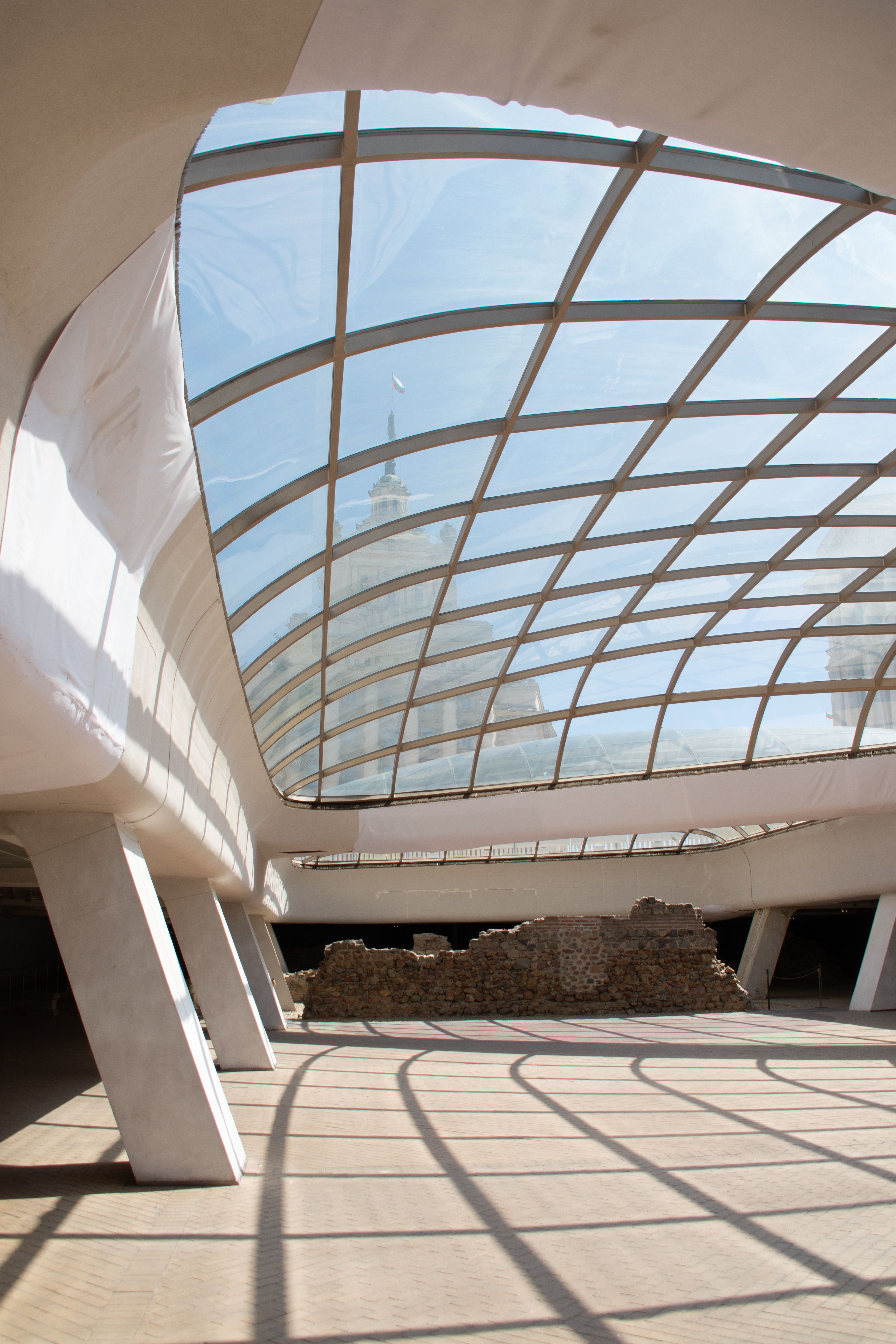 Modern Architectural Atrium with Glass Roof · Free Stock Photo