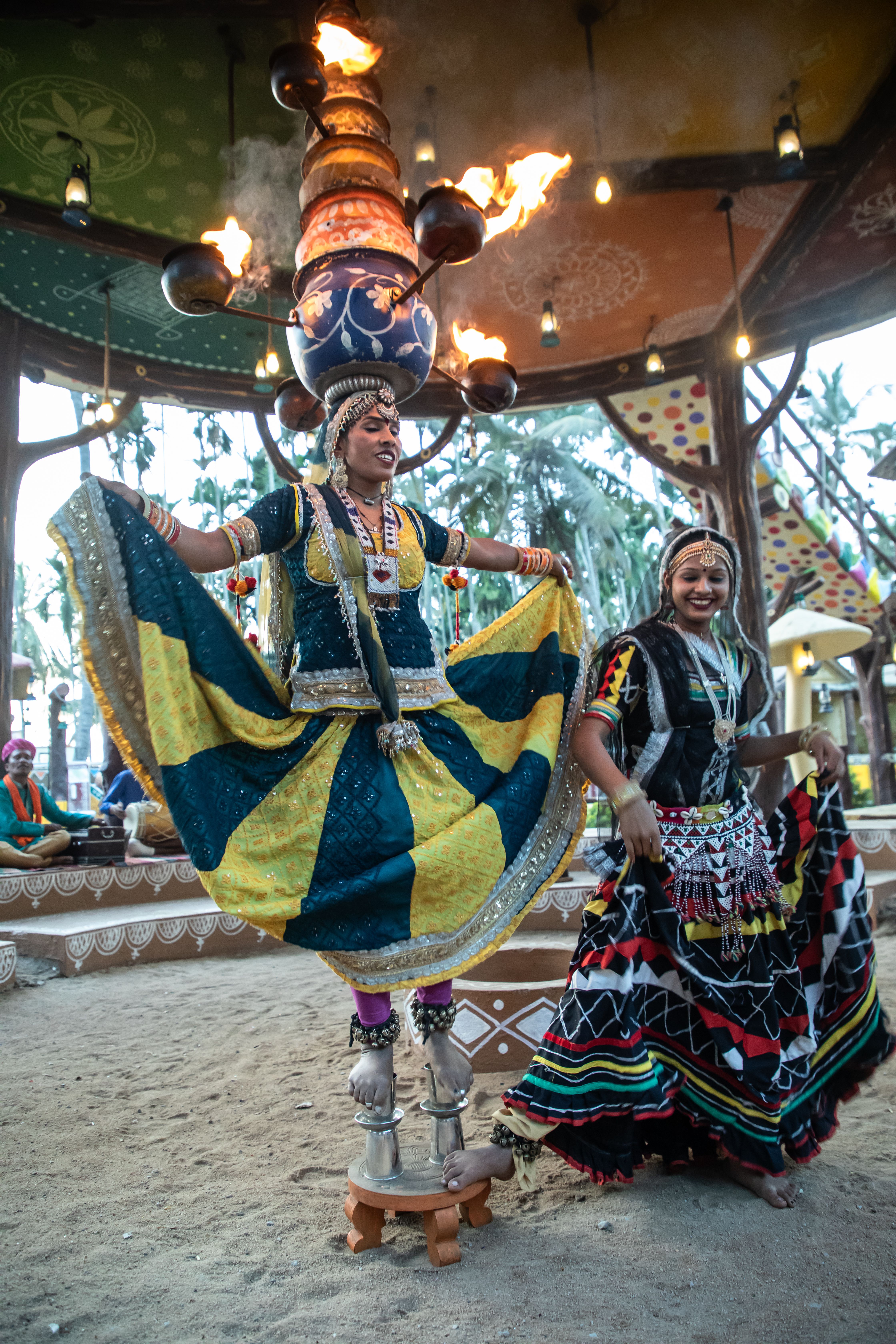Rajasthani Kalbeliya dance at desert camp in colorful costumes