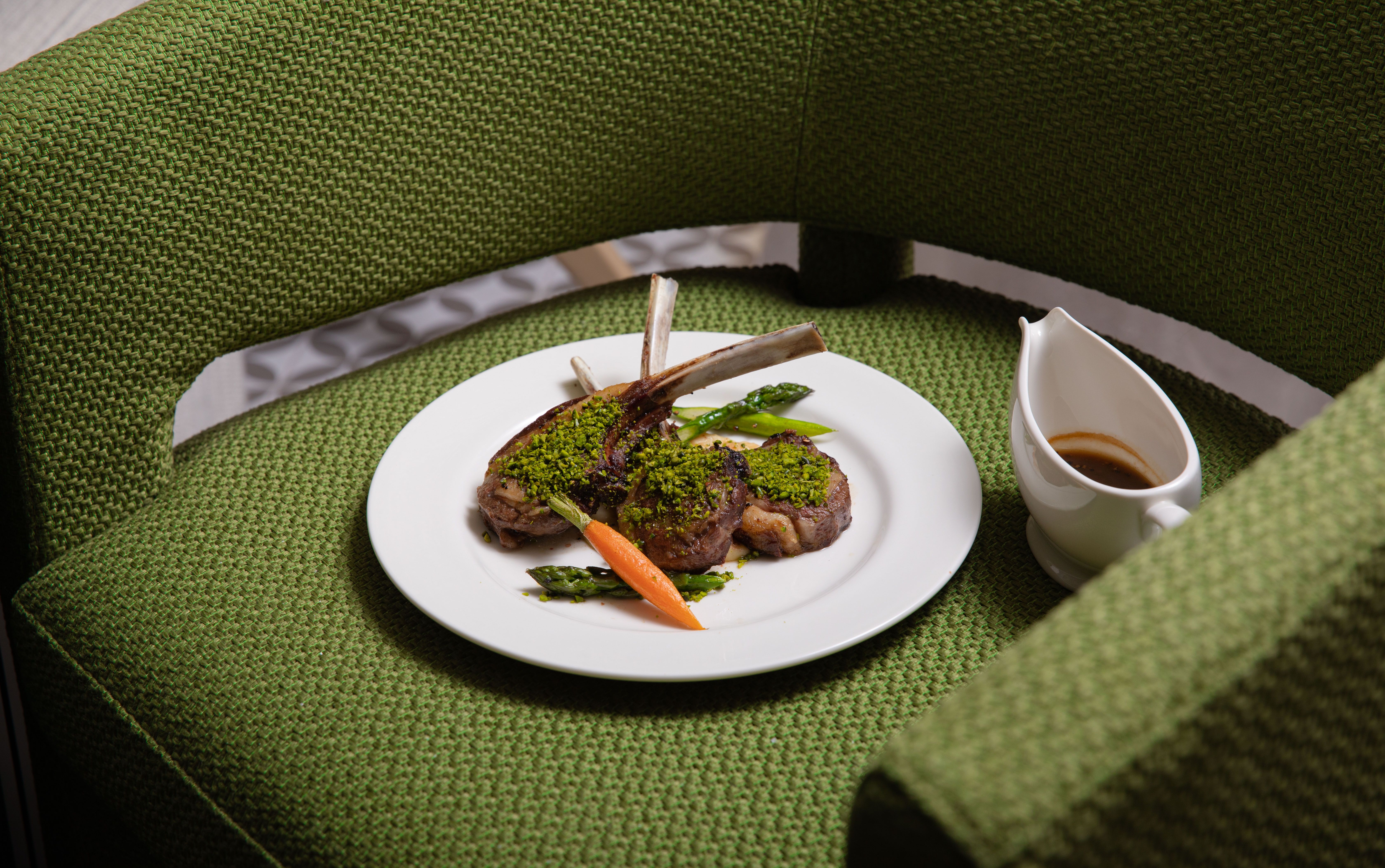 Garlic-Rosemary Steak au Poivre with Chimichurri