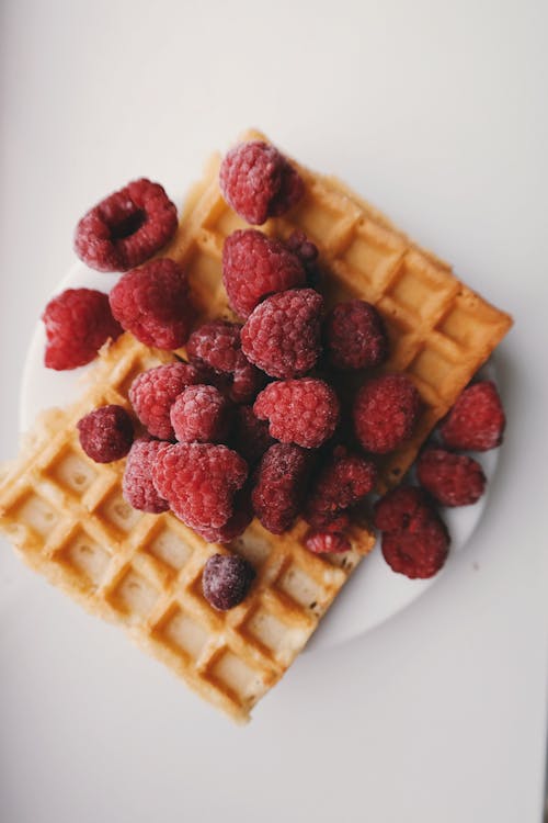 Framboises Rouges Et Gaufres