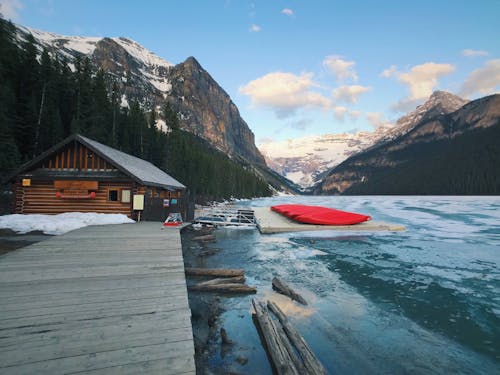 Red Canoes at the Lake 