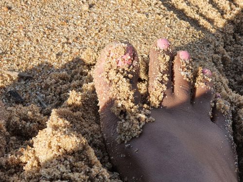 Free stock photo of 4k beach walk, beach vibes, foot in sand Stock Photo