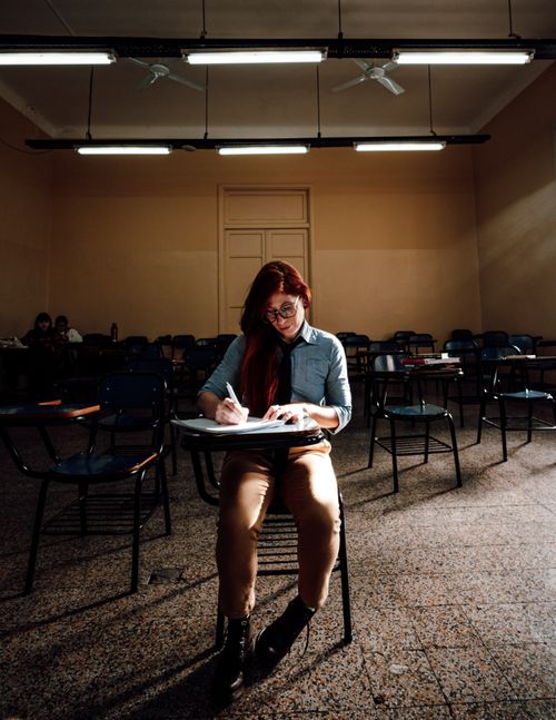 Free Art student in lecture hall at Buenos Aires university, Argentina. Stock Photo
