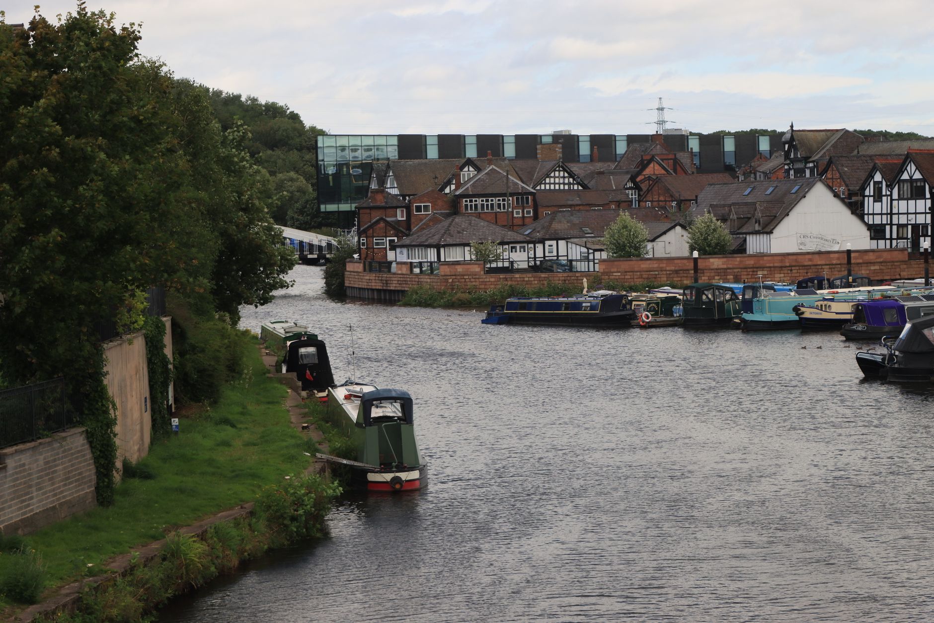 Riverside hotels lining the Kennet at the Oracle in Reading