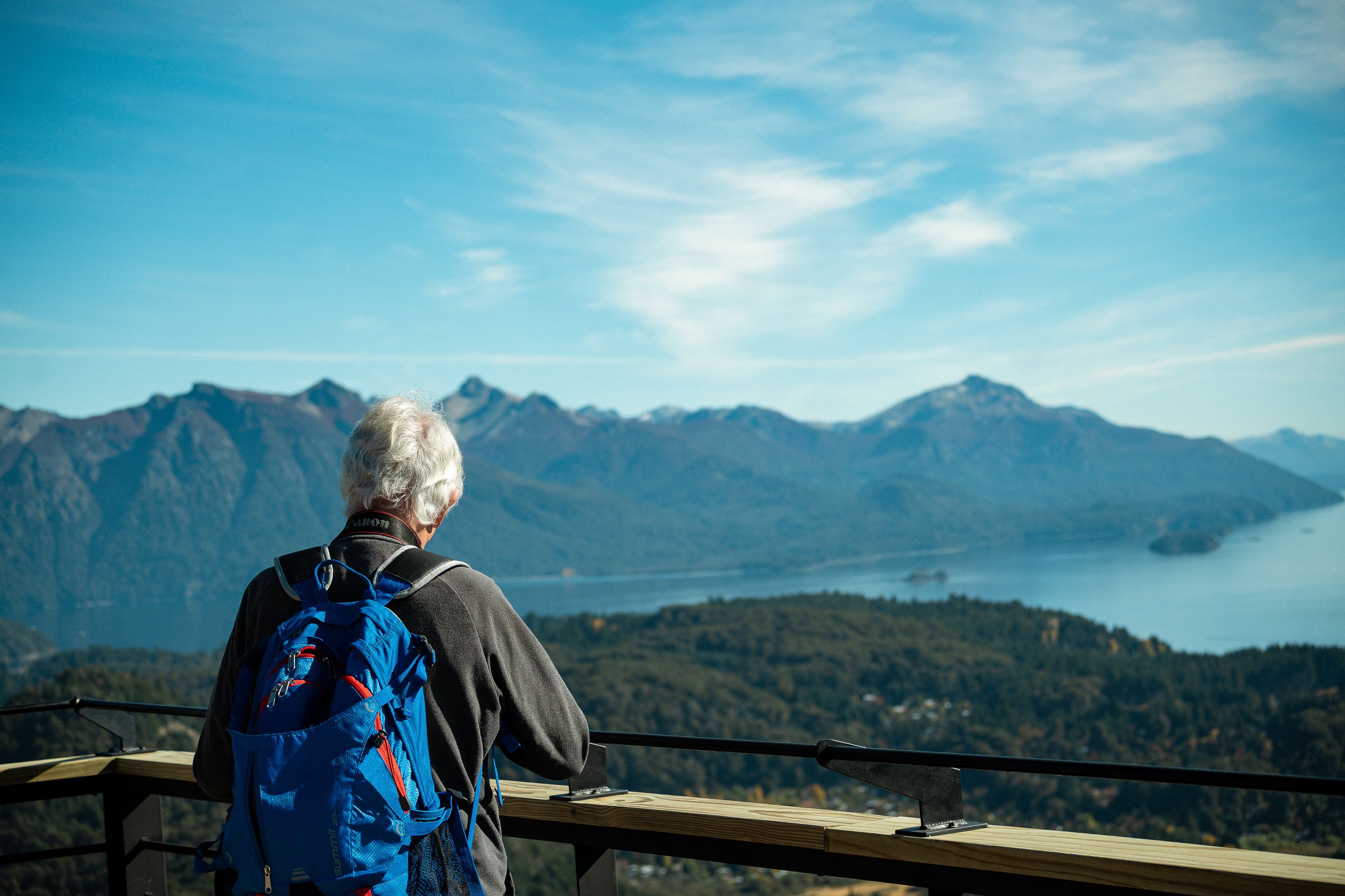 senior hiker mountain trail