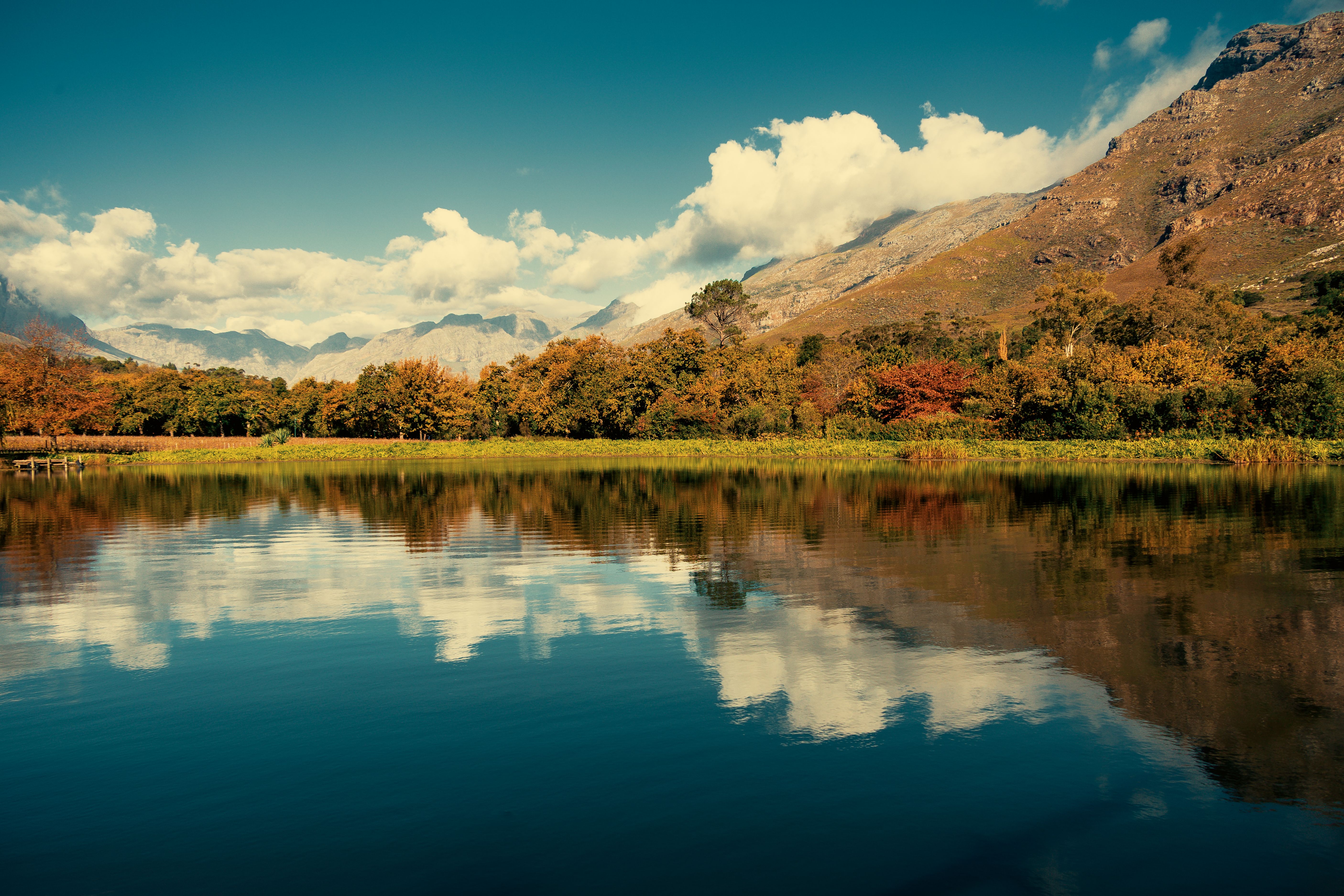 Serene lake surrounded by mountains