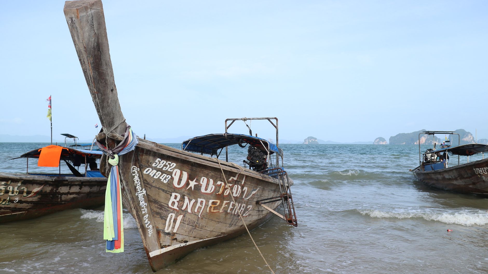 Longtail boats and a beach stop