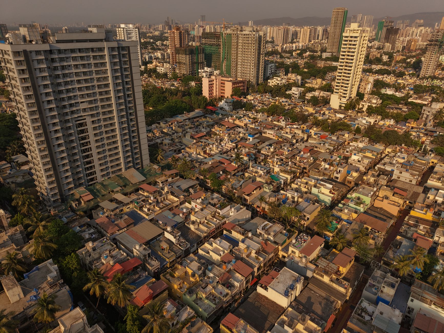 dharavi mumbai slum aerial colourful densely populated