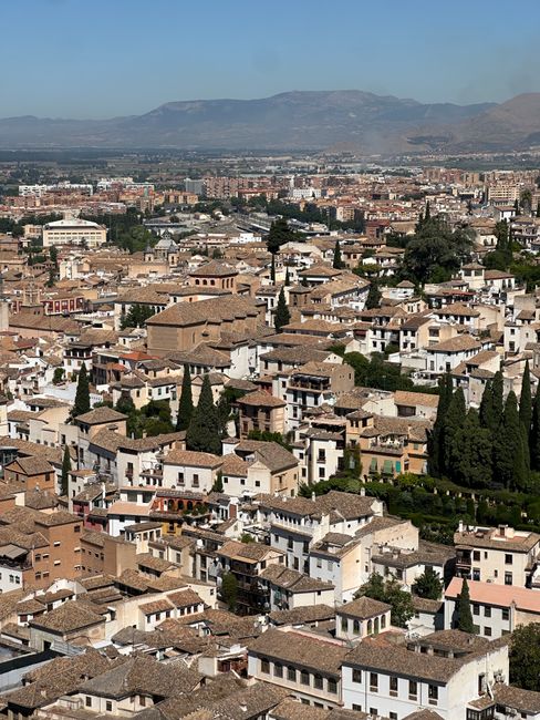 Breathtaking aerial view of Granada's historic district showcasing traditional architecture and cityscape.