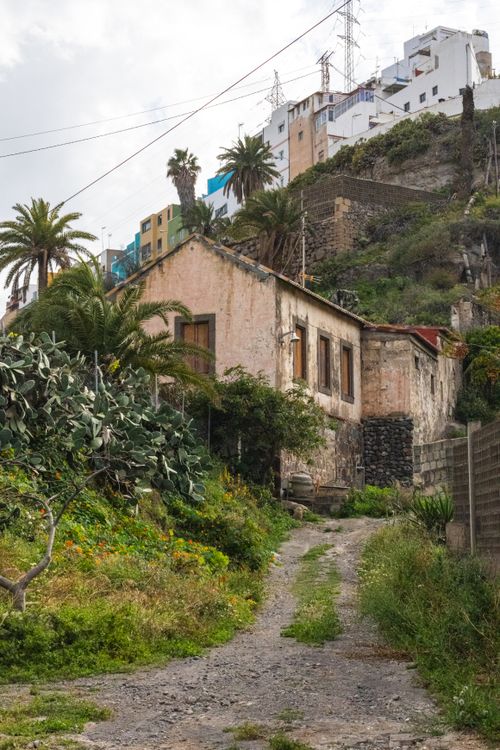 Free Charming rustic pathway leading to an old house on a hillside in the Canary Islands, Spain. Stock Photo