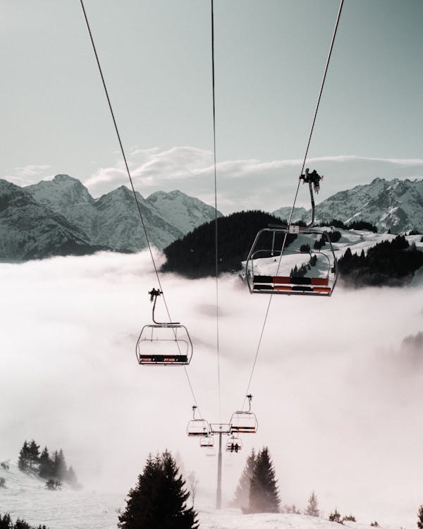 Free Cable Car  Near Snow Covered Mountain Stock Photo