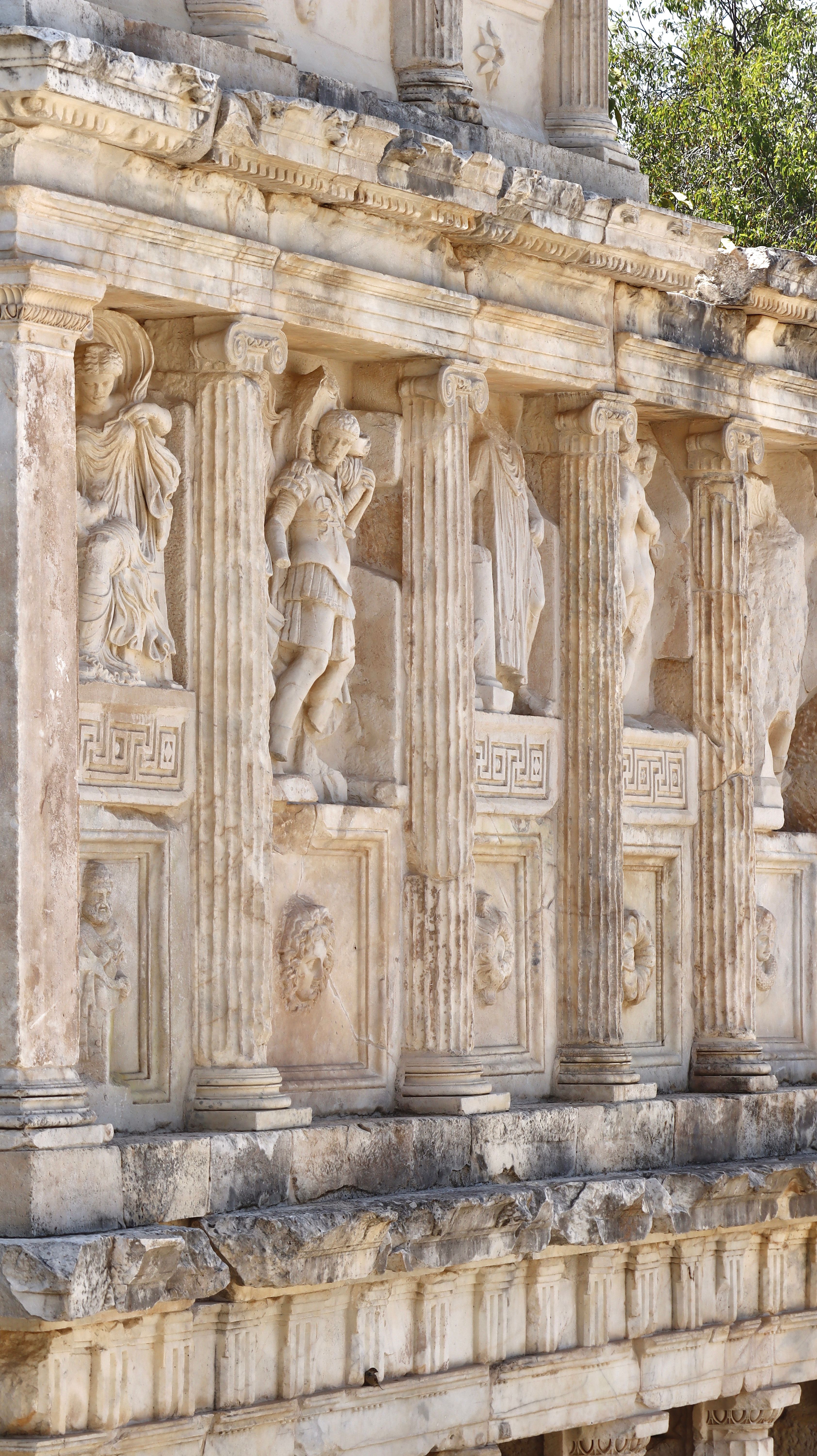 Detailed view of ancient Greek statues in Aydın, Türkiye.