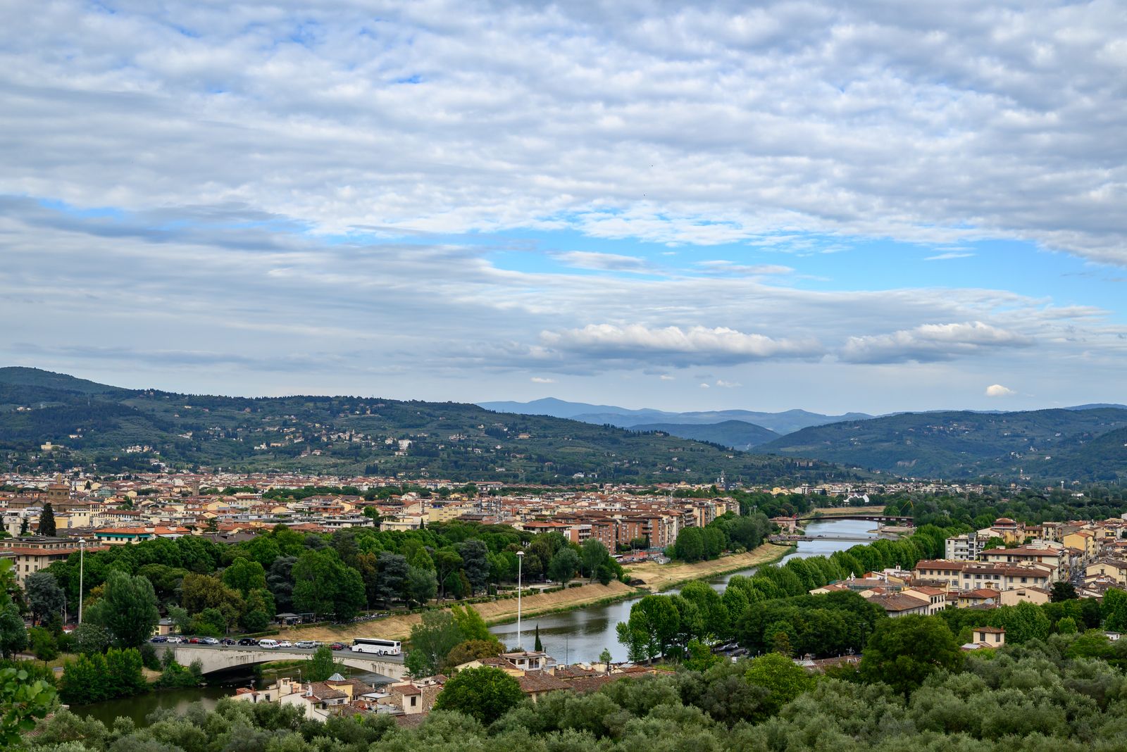 Florence skyline Arno river panoramic view