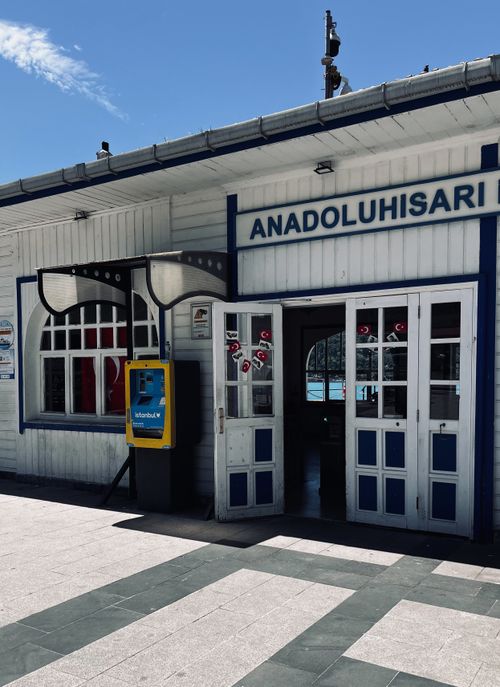 Free Front view of Anadoluhisarı Ferry Station on a sunny day in Istanbul. Stock Photo