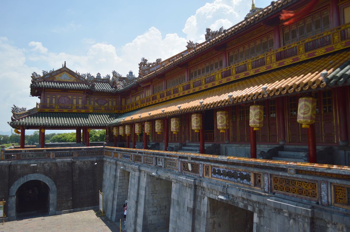 Decorated Imperial City gateway in Hue
