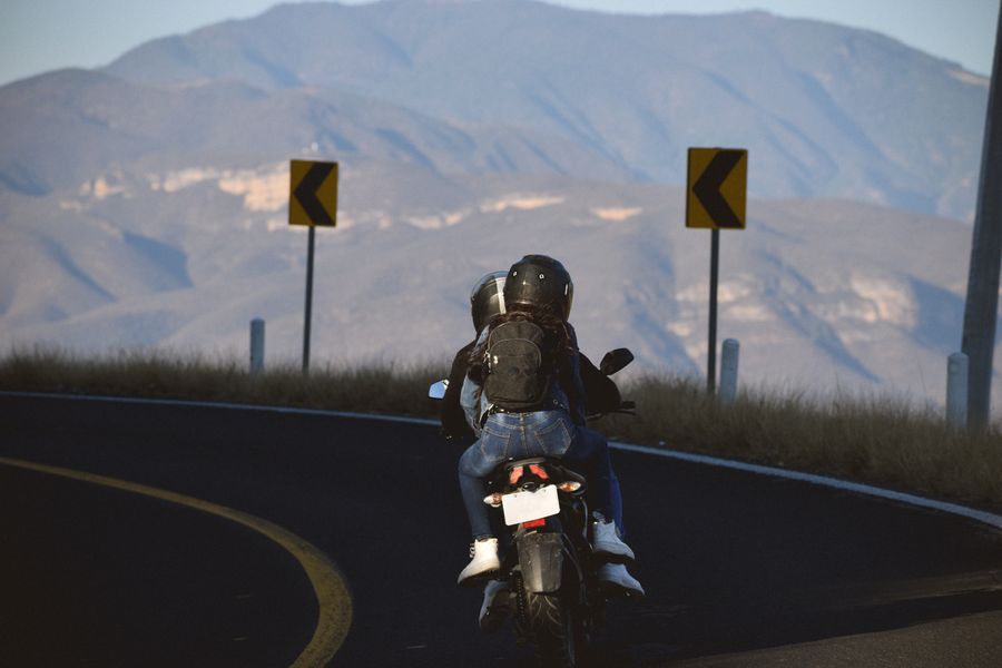 Motorcycle touring couple road trip