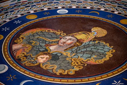 Free Elegant floor mosaic depicting Roman myths found in Vatican City. Stock Photo
