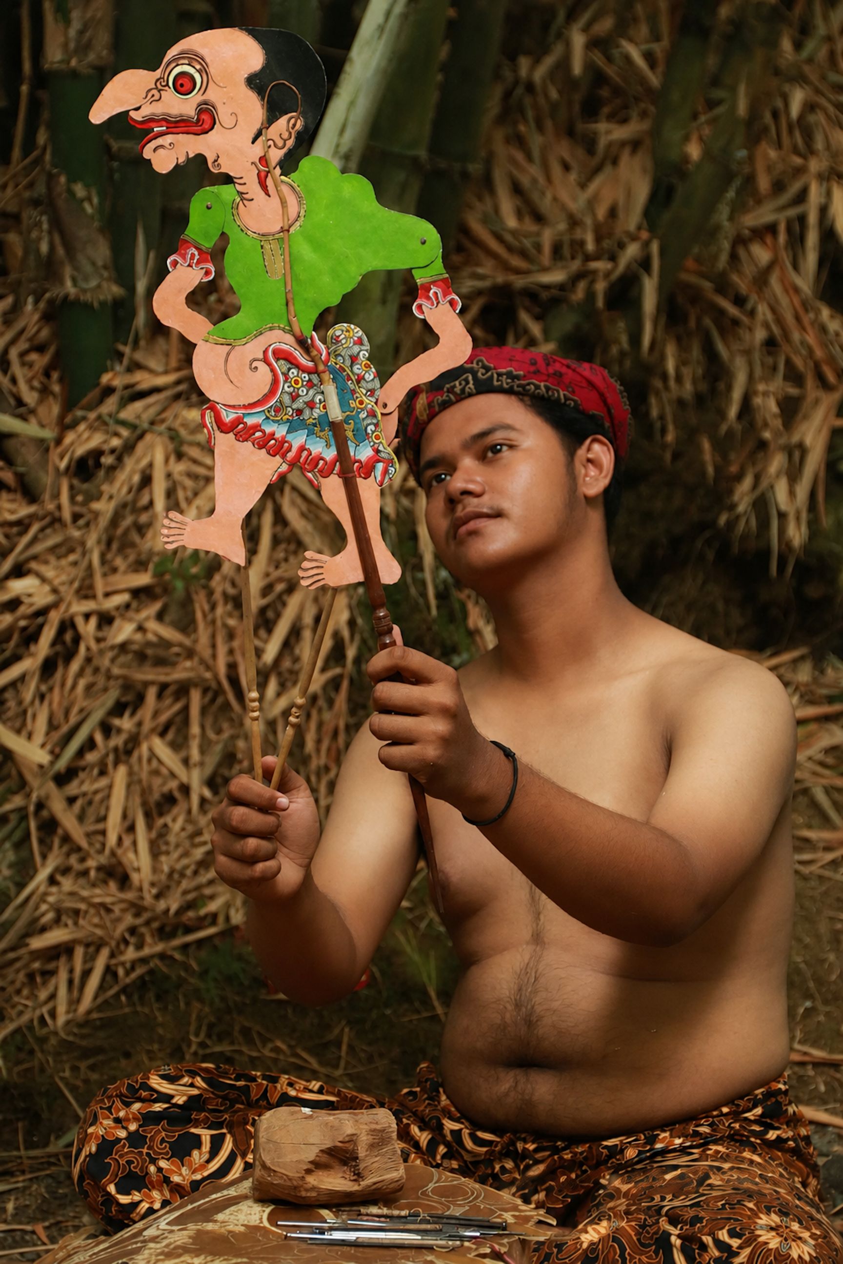 Cultural depiction of Wayang puppet art in Cirebon, Indonesia.