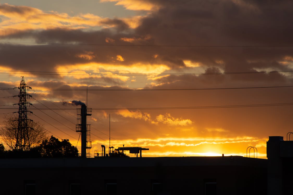 Free stock photo of city, factory, sunset Stock Photo