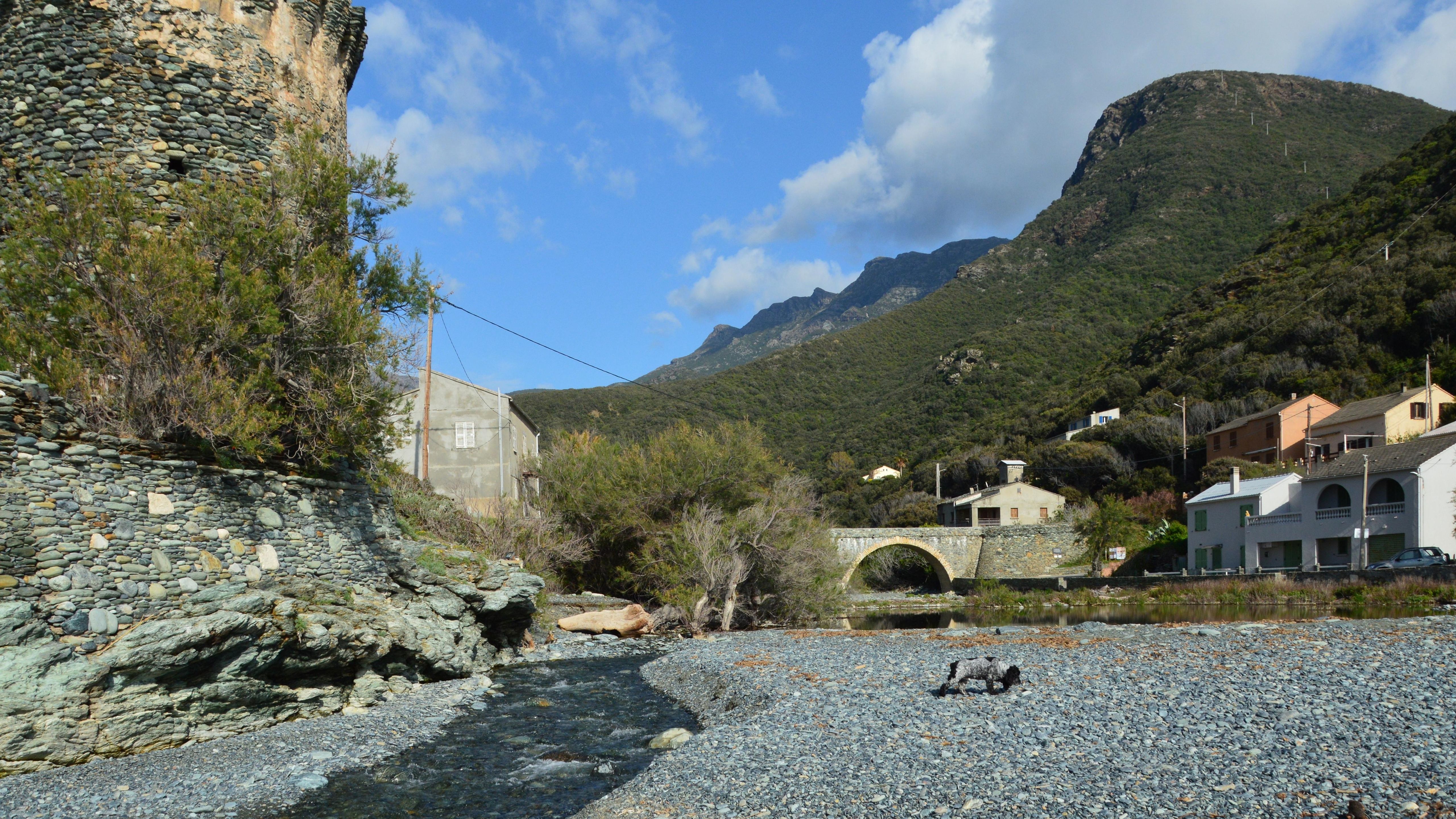 Discover the stunning landscape of Olmeta-di-Capocorso, featuring rustic architecture and scenic mountains.