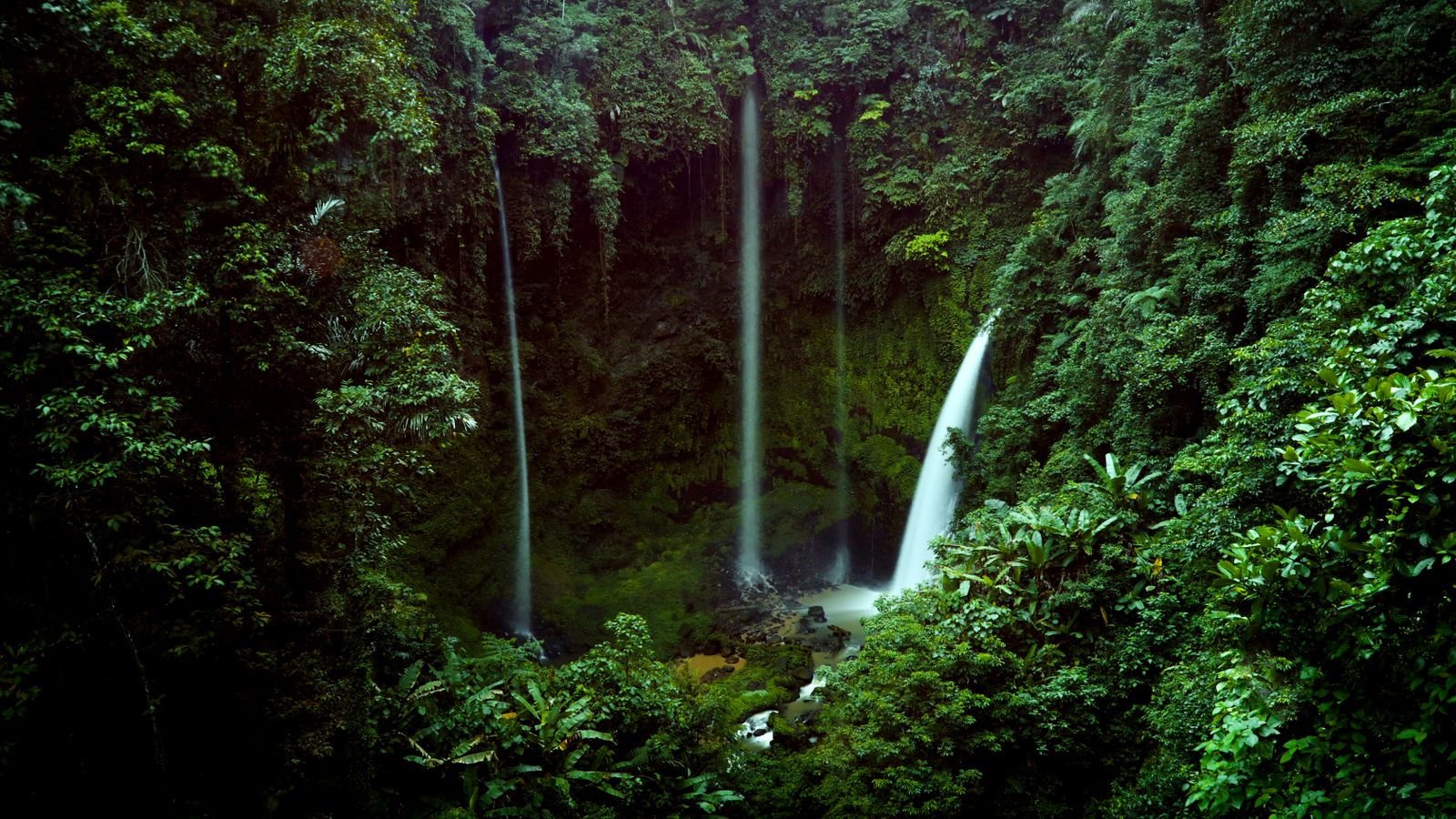Stunning waterfalls in lush indonesian forest, Equatorial Guinea