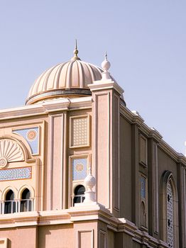 Detailed view of traditional Islamic architecture with ornate patterns in Sharjah, UAE.