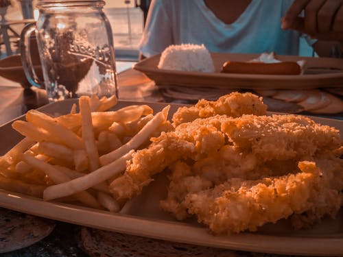 Free stock photo of fish, food, french fries