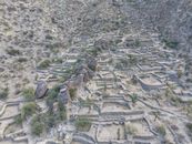 Aerial view of Quilmes Ruins, historic archaeological site in the Andes of Argentina.